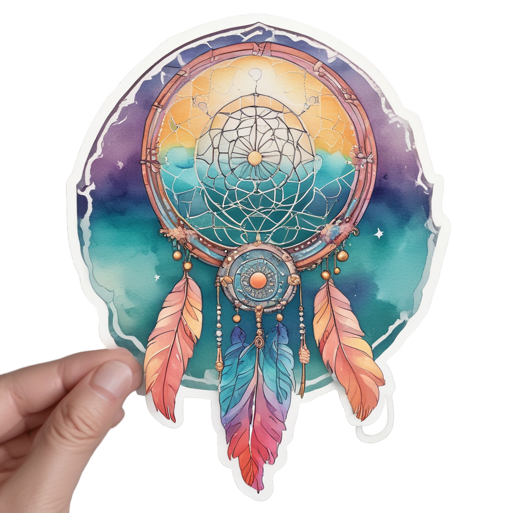 Feathered Rainbow Dreamcatcher — boho nursery stickers