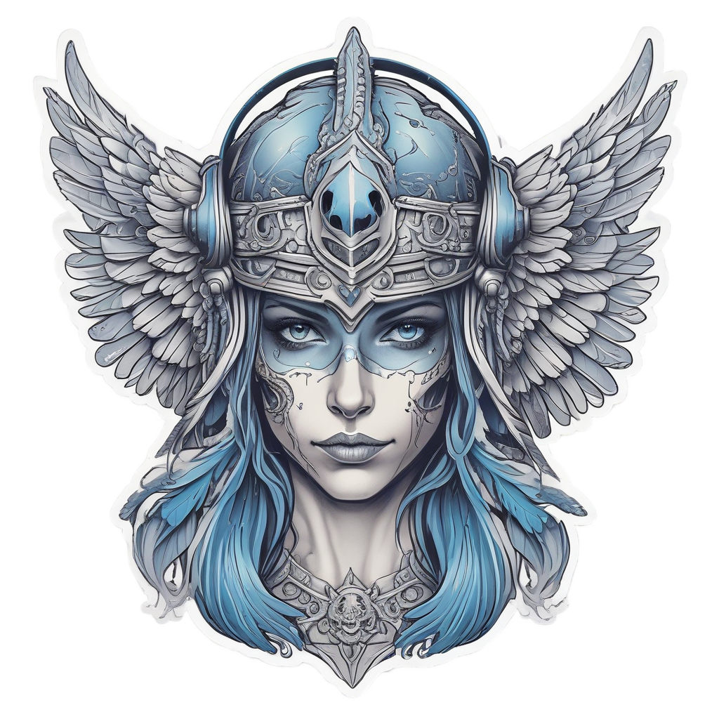 Feathered Skull Valkyrie — war-paint skull stickers