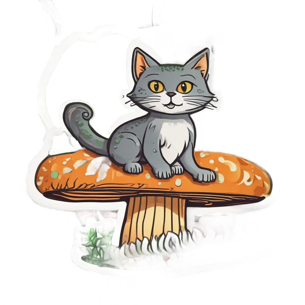 Fern-Cat Mushroom Hybrid — woodland nursery stickers