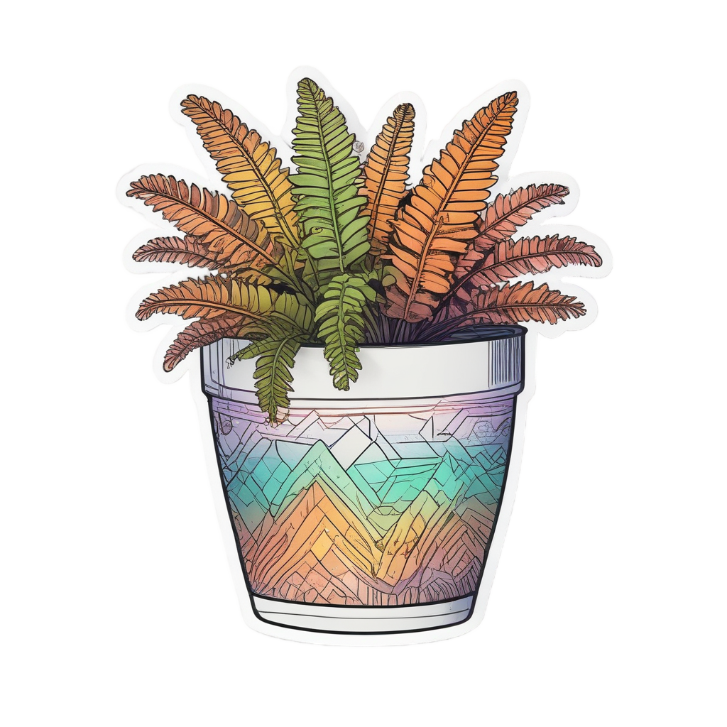 Fern in a Pot — line botanical stickers