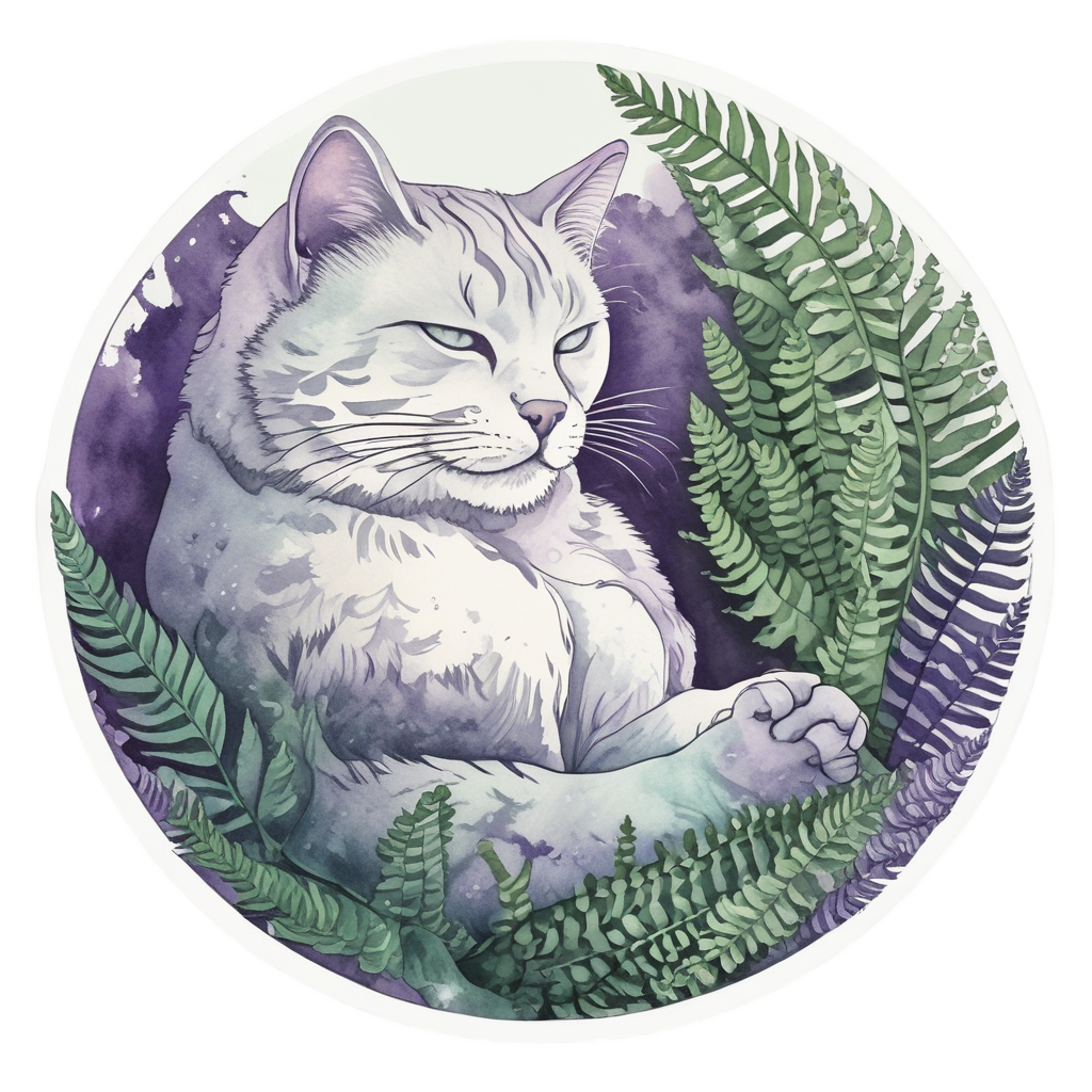 Fern Leaf Cat Silhouette — forest floor stickers