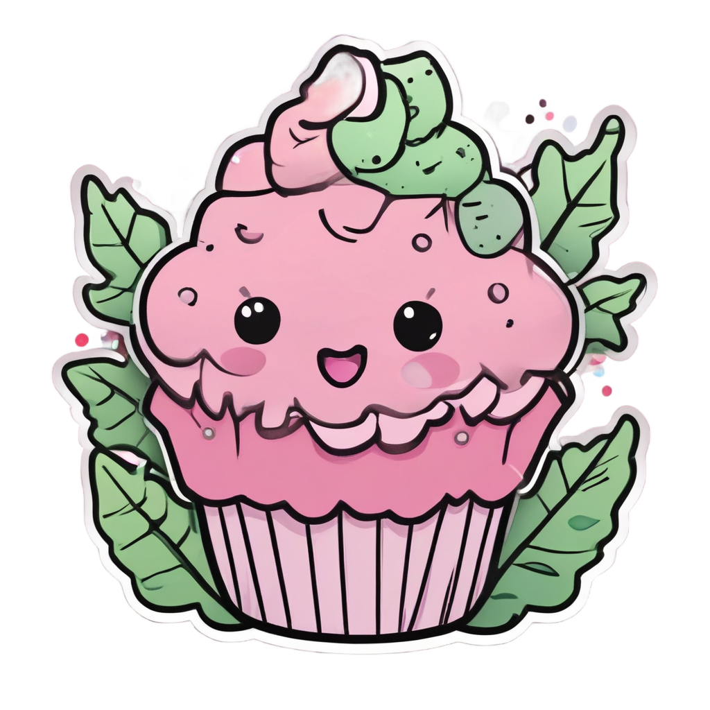 Fern with Cupcake — line botanical stickers