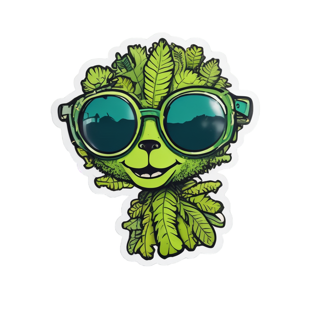 Fern with Sunglasses — pressed flowers stickers
