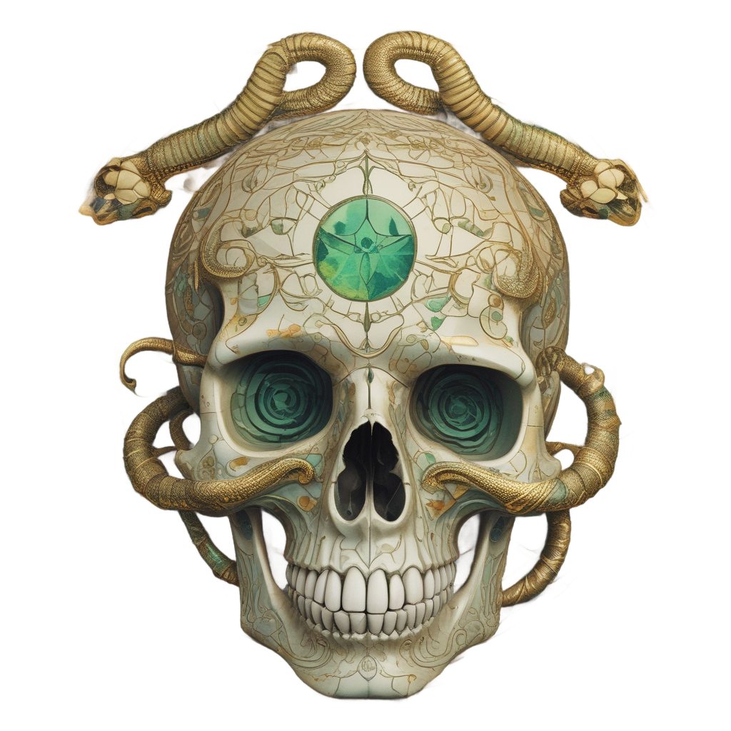 Fibonacci Serpent Skull — mystical skull stickers