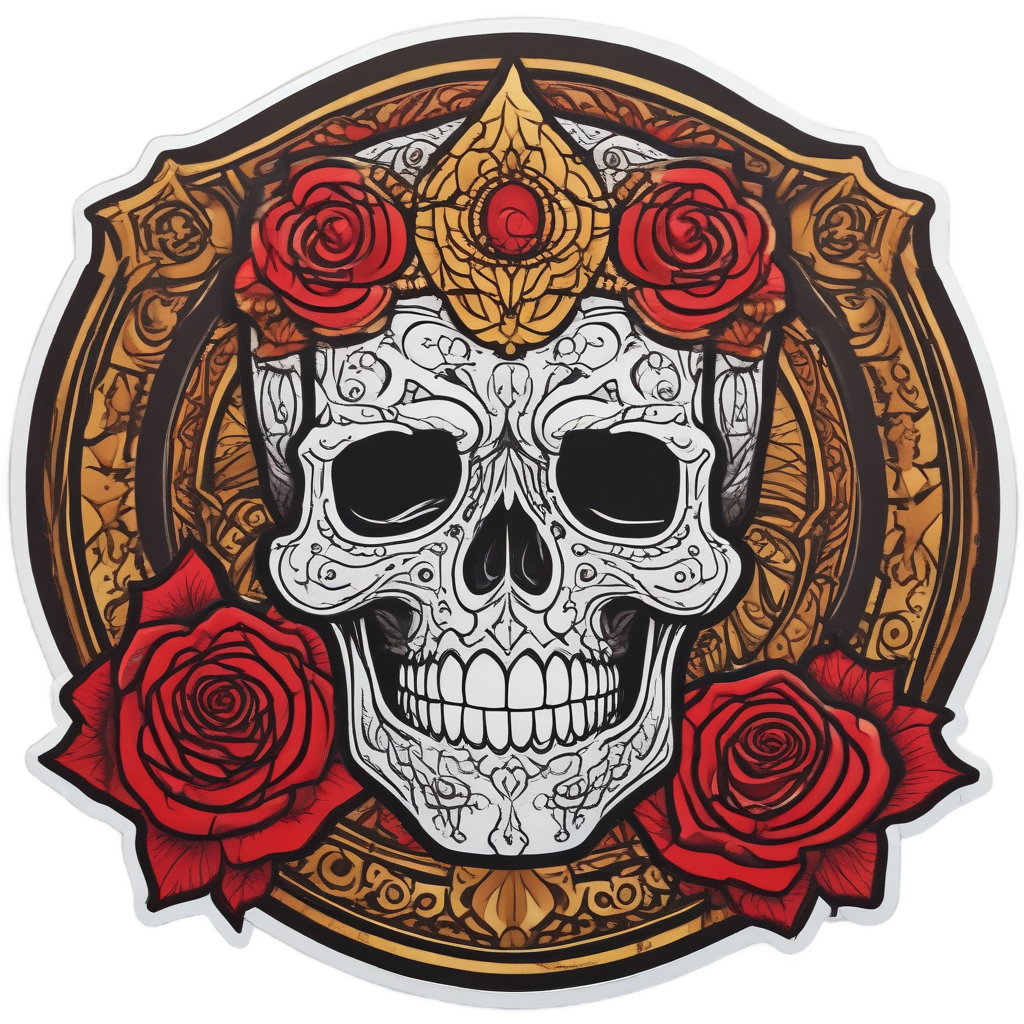 Fierce Calavera Rose Warrior — sugar skull stickers
