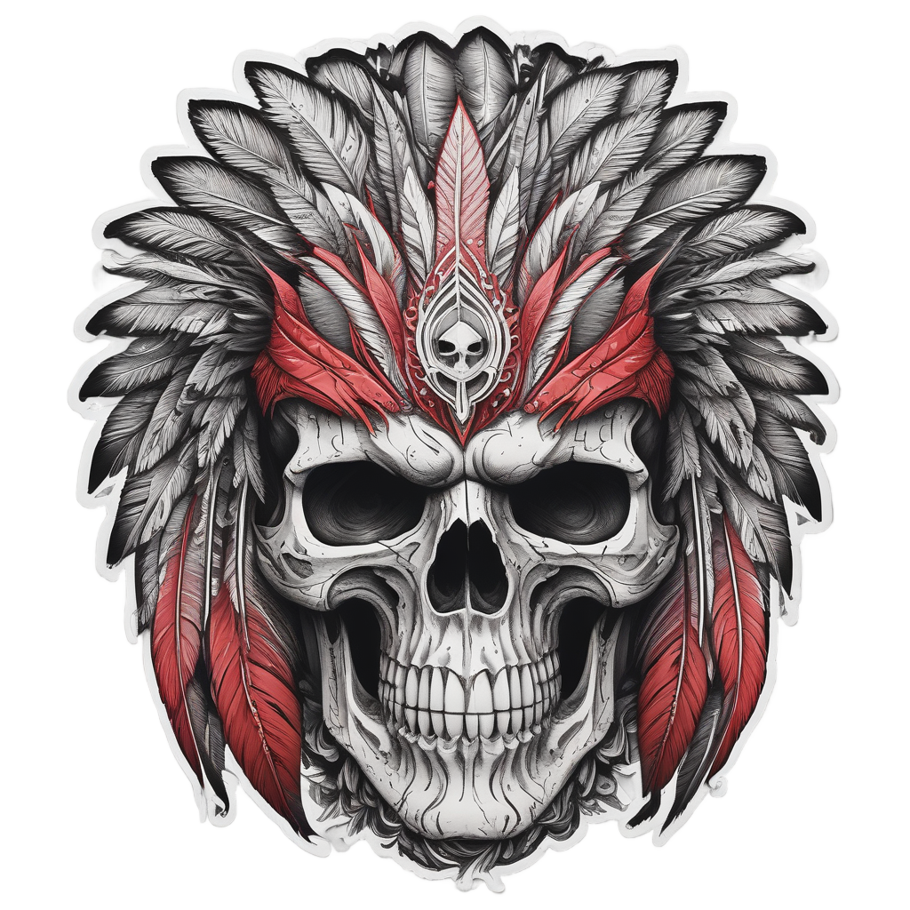 Fierce Feather Warrior — boho skull stickers