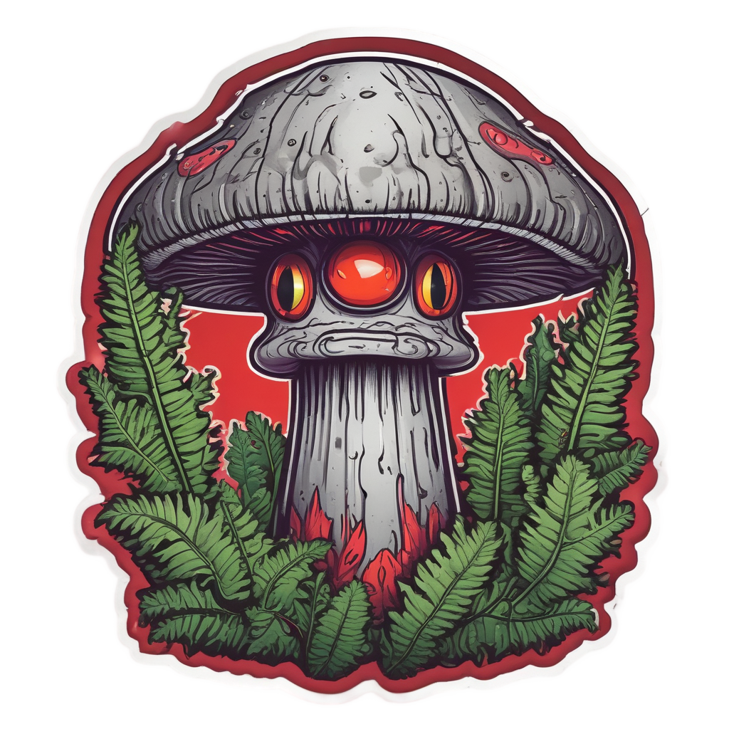 Fierce Mushroom Fern Battle — woodland nursery stickers