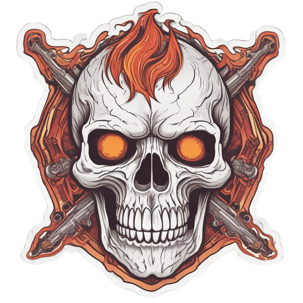 Fiery Blaze Bones — skull & crossbones stickers