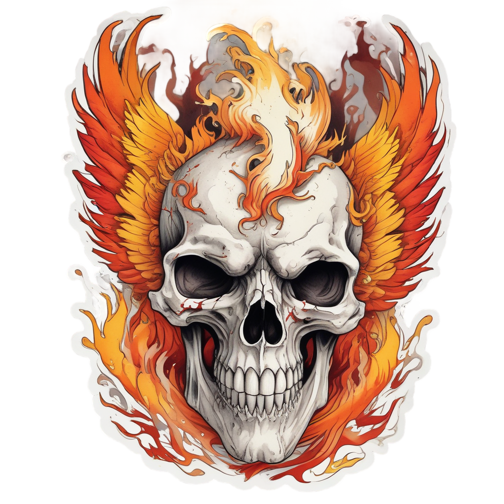 Fiery Ember Cry — flaming skull stickers