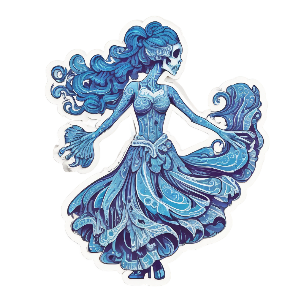 Fiery Flamenco Dancer Skull — flaming skull stickers