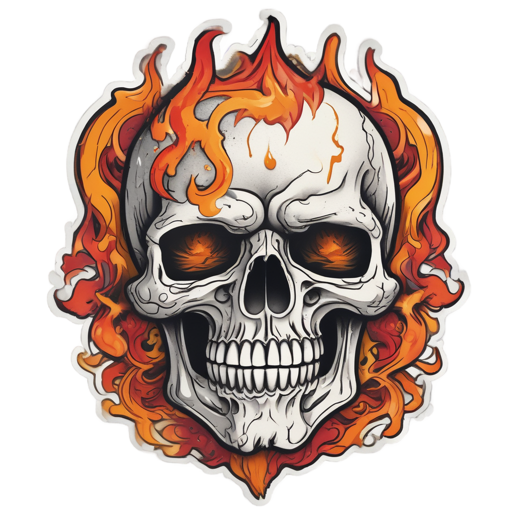 Fiery Inferno Skull — skull & crossbones stickers
