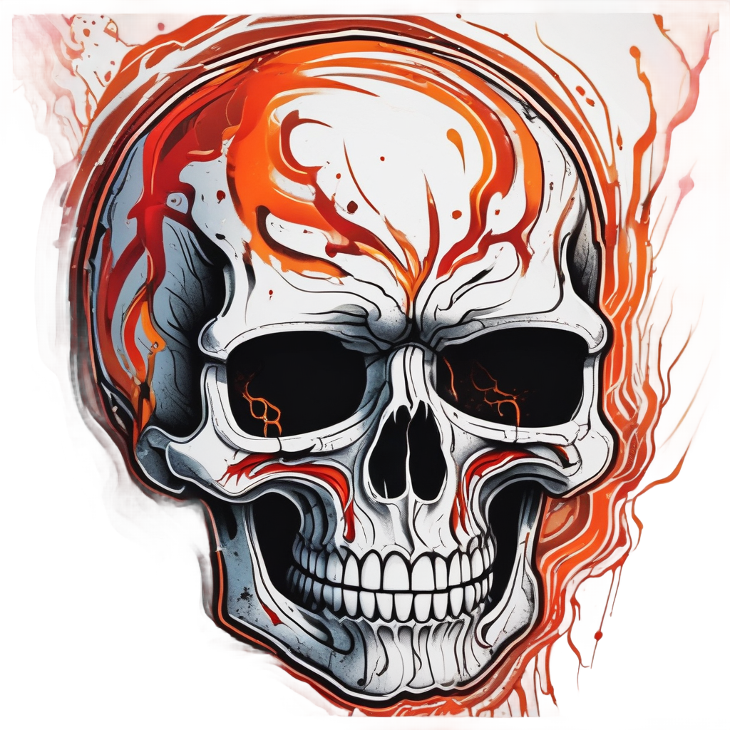 Fiery Orange War-Stripe Skull — war-paint skull stickers
