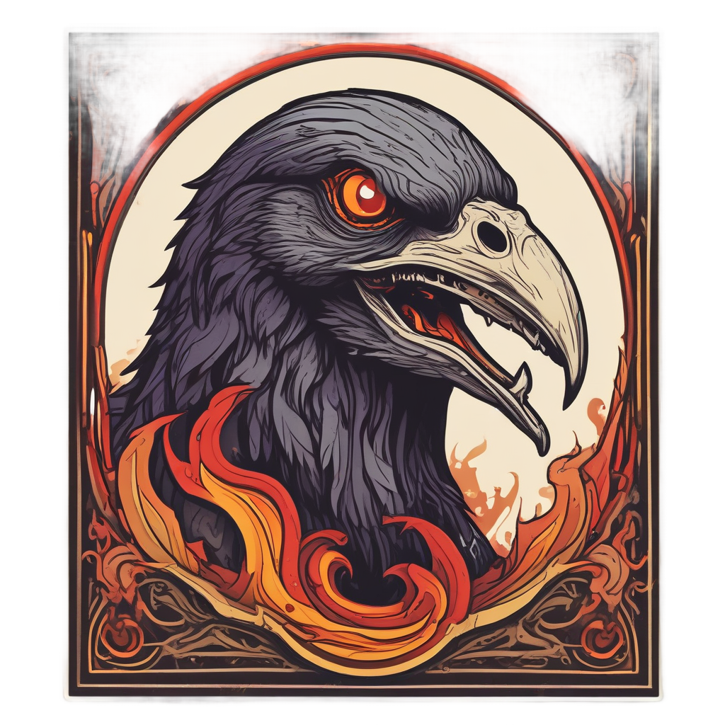 Fiery Raven Reaper Laughing — reaper skull stickers