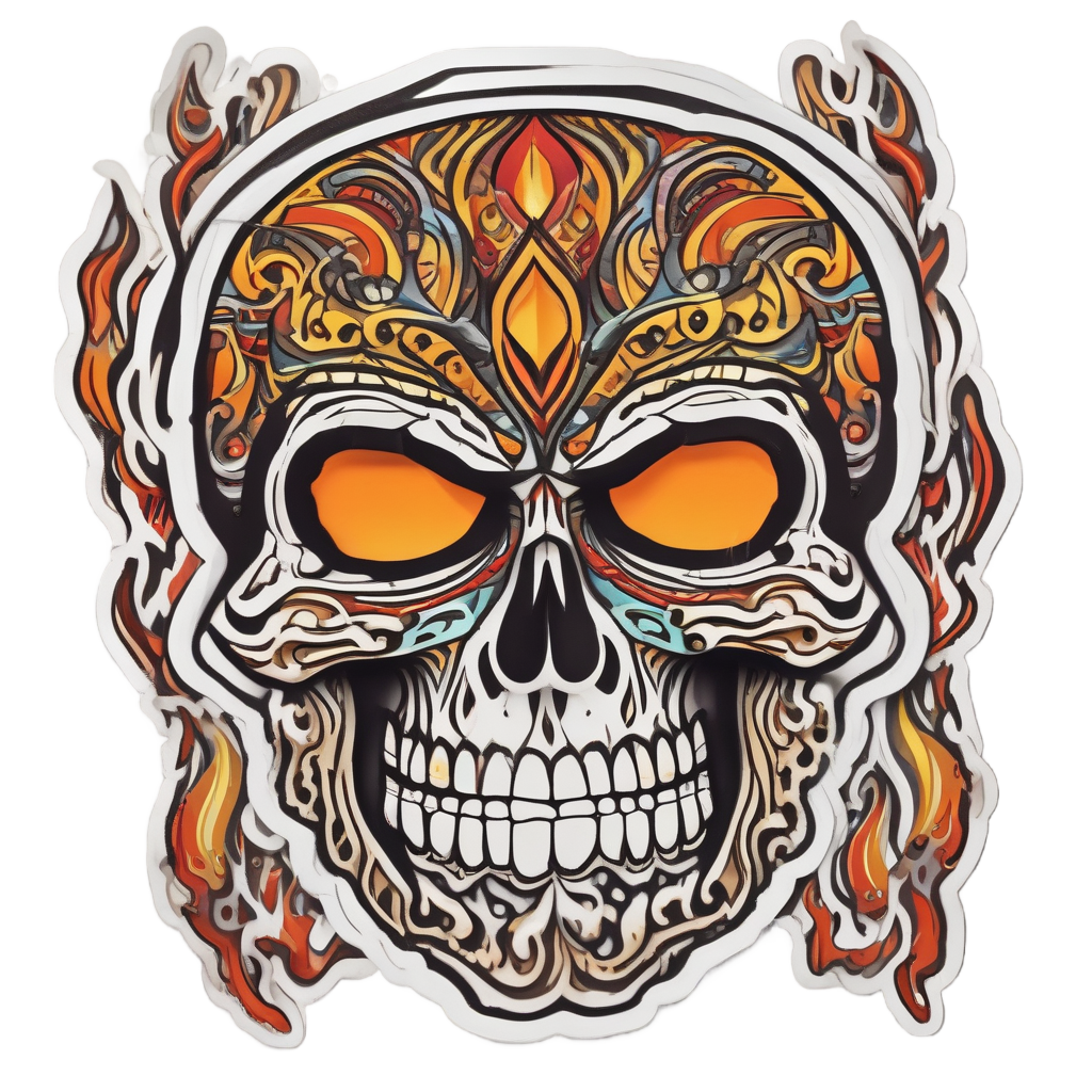 Fiery Skull Guardian — war-paint skull stickers