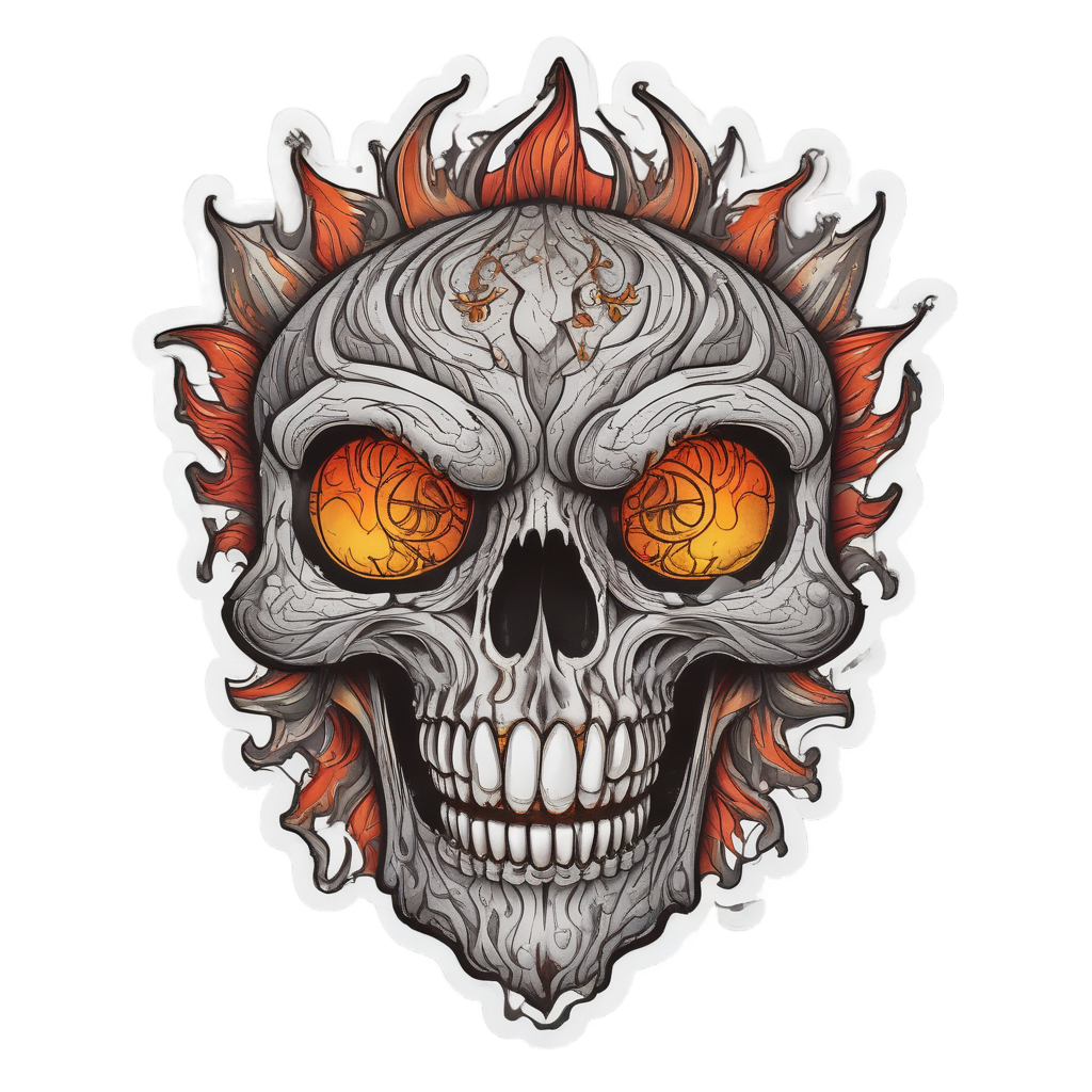 Fiery Sunflower Skull Warrior — spooky stickers