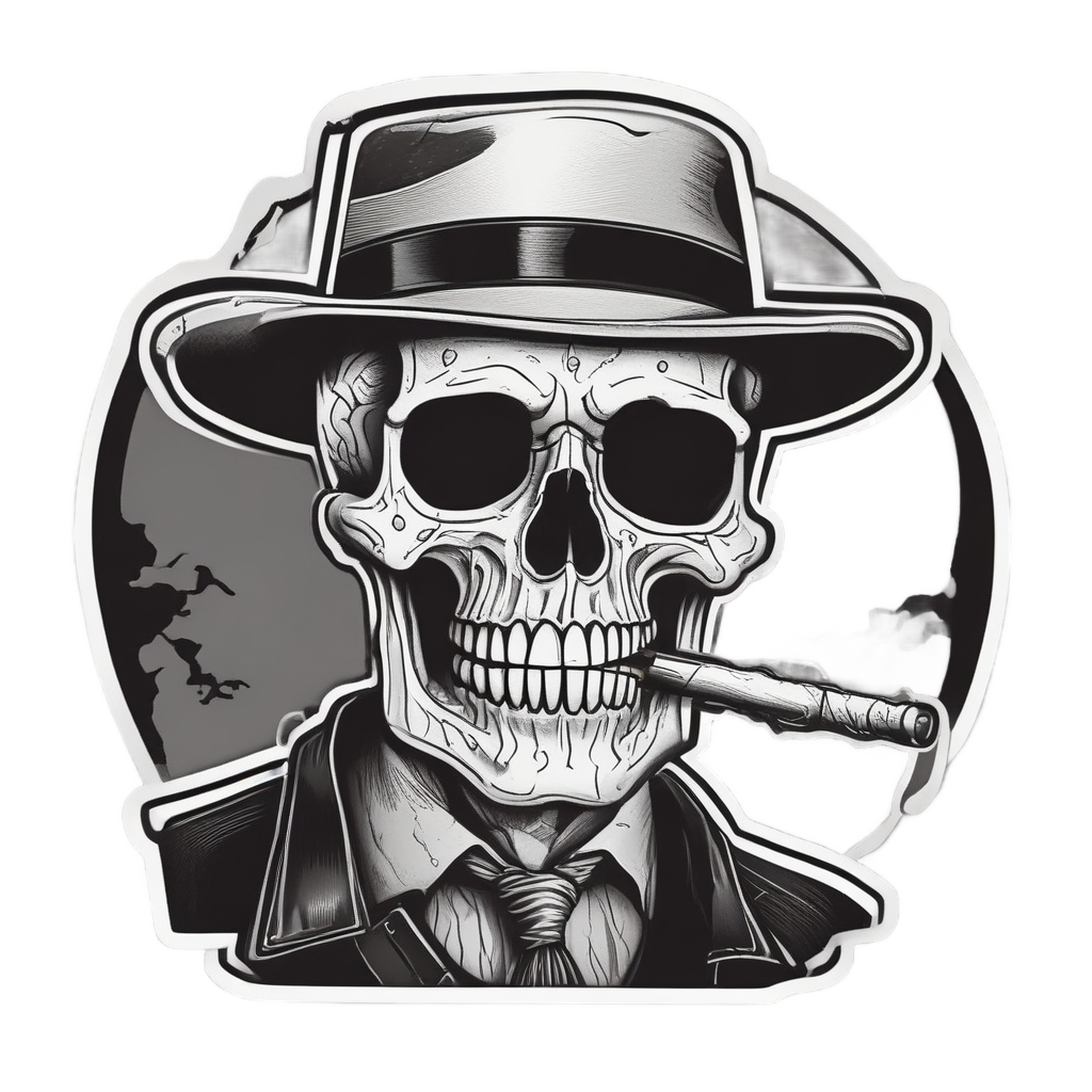Film Noir Shadow Skull — skull & crossbones stickers