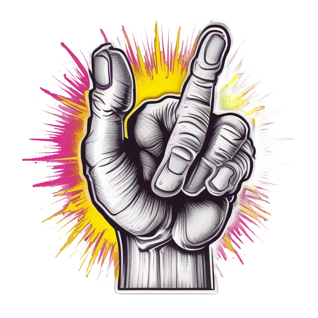 Finger Gun Neon Shot — gamer stickers