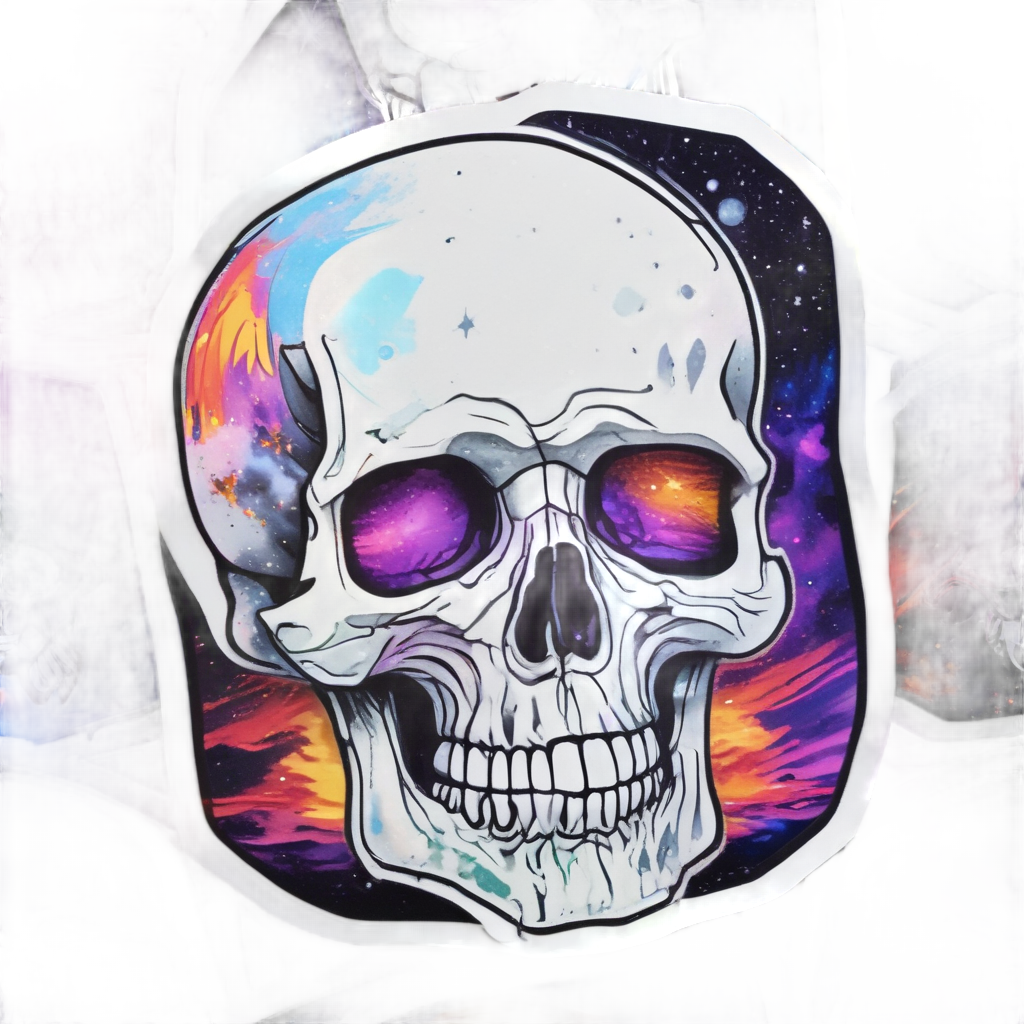 Fire Skull Galaxy — neon cyber skull stickers