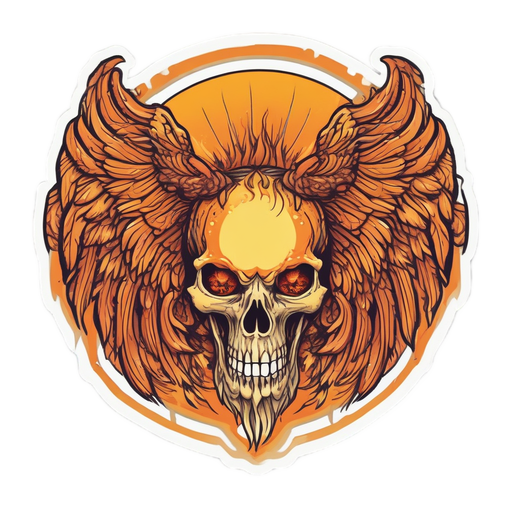 Fire Wing Skull — flaming skull stickers