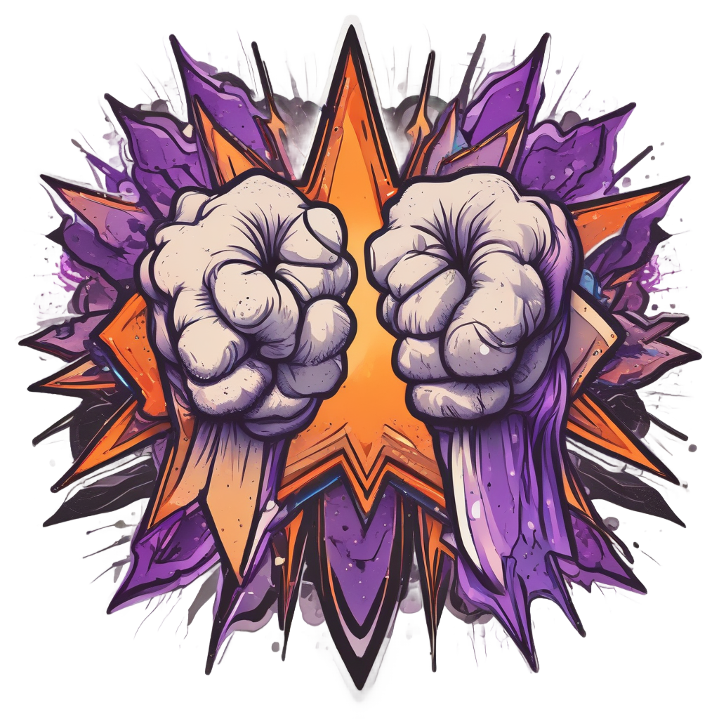 Two kawaii fists bumping with star burst