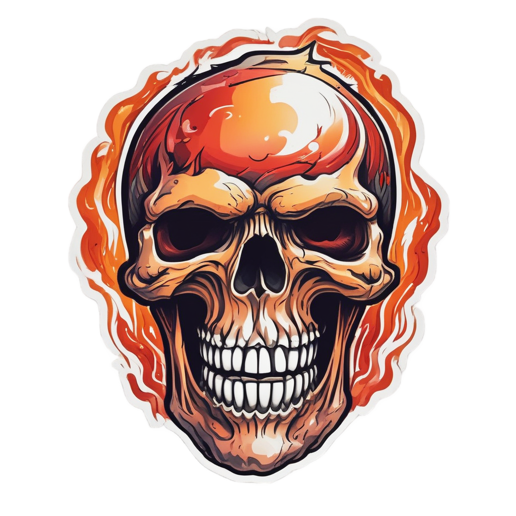 Flame and Fury — blackwork skull stickers