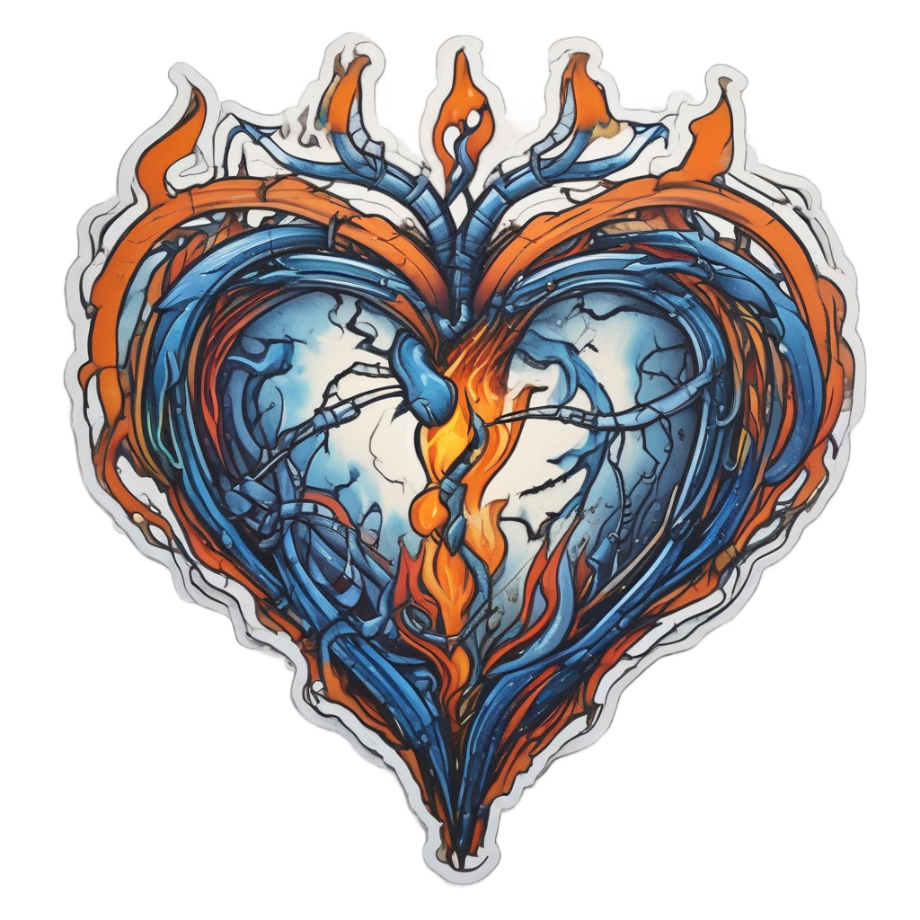 Flame Enveloped Heart — barbed wire stickers
