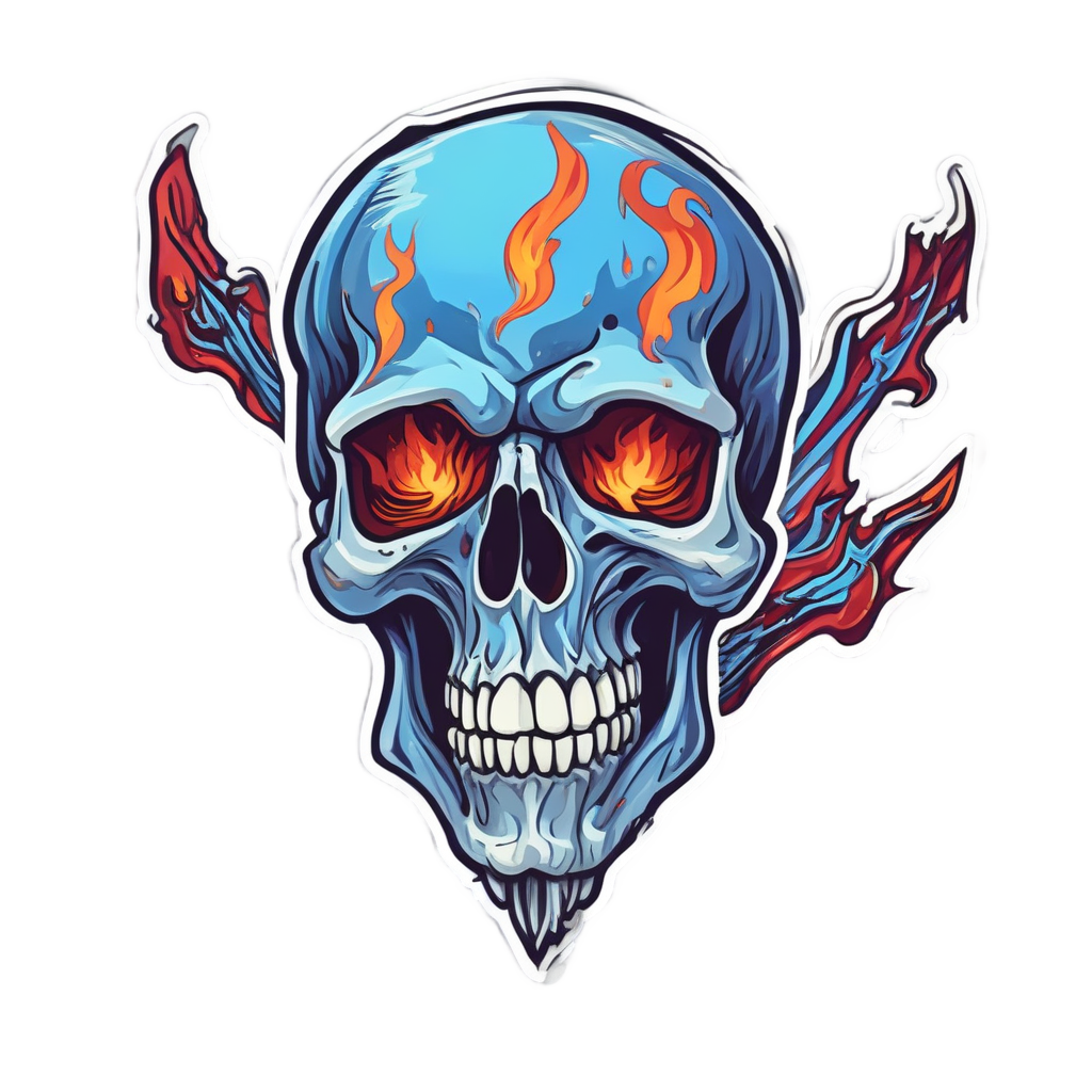 Flaming Arrow Pierced Skull — flaming skull stickers