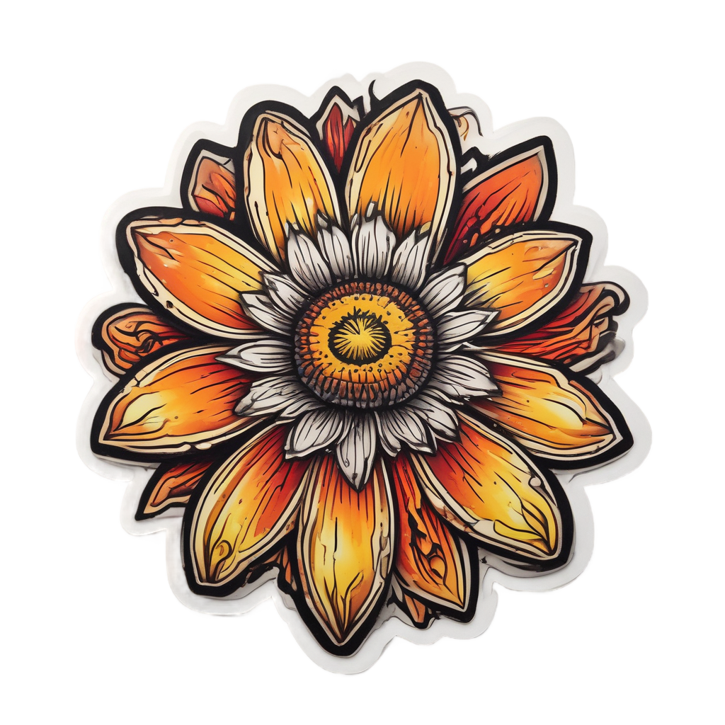 Flaming Daisy — pressed flowers stickers