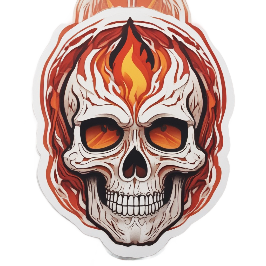 Flaming Phoenix Skull — minimal skull stickers