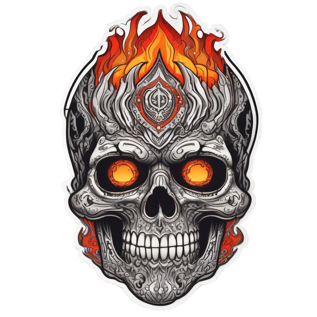 Flaming Third Eye Skull — spooky stickers