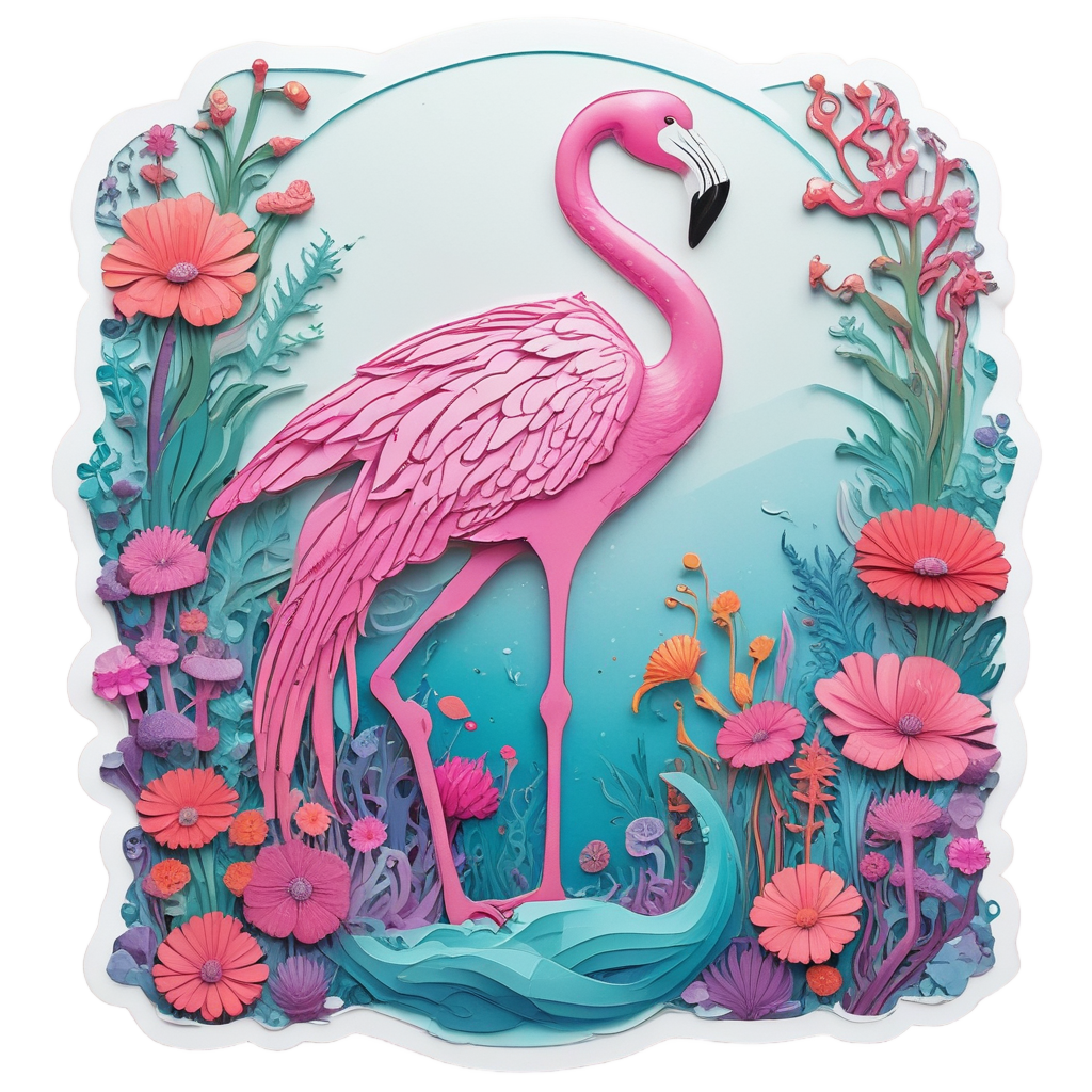 Flamingo Mermaid Underwater — birds stickers