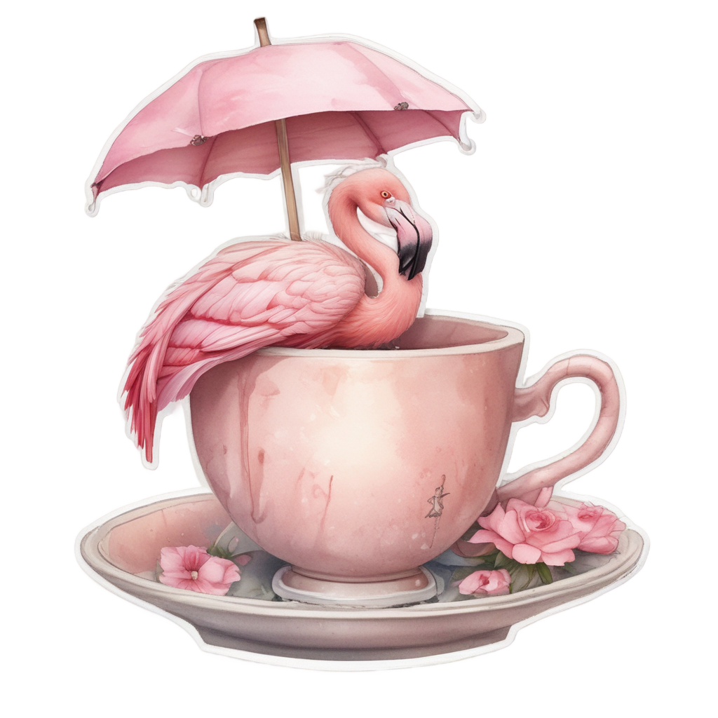 Flamingo Tea Party — birds stickers