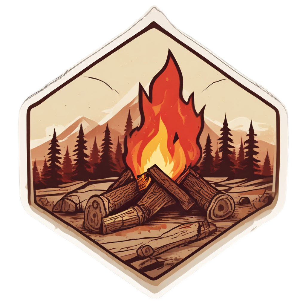 Flammable Campfire Scene — warning signage stickers