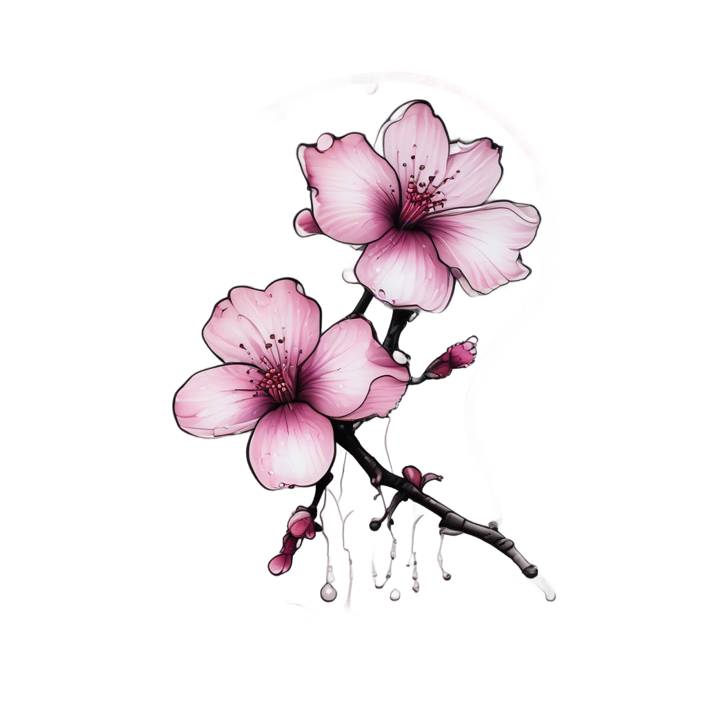 Floating Bloom Drop — line botanical stickers