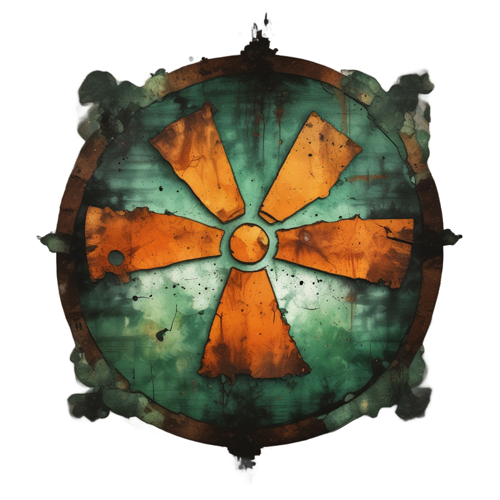 Floating Rusted Emblem — radioactive stickers