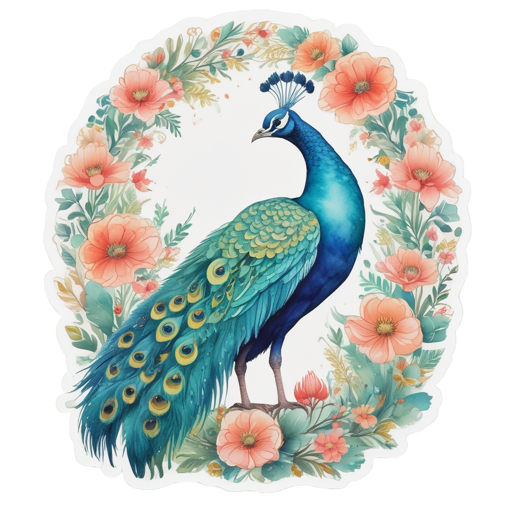 Floral Arch Peacock — boho nursery stickers