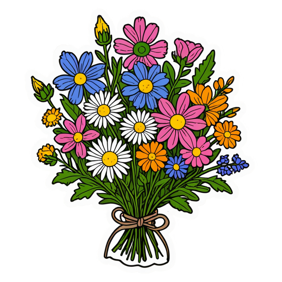 Wildflower Bouquet (neon) — floral stickers