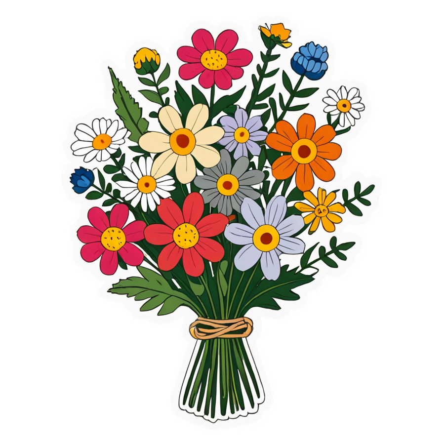 Wildflower Bouquet (papercut) — floral stickers