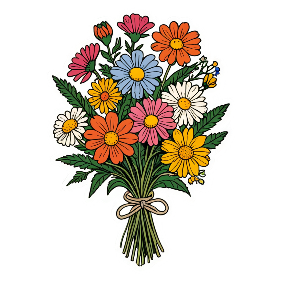 Wildflower Bouquet (retro) — floral stickers