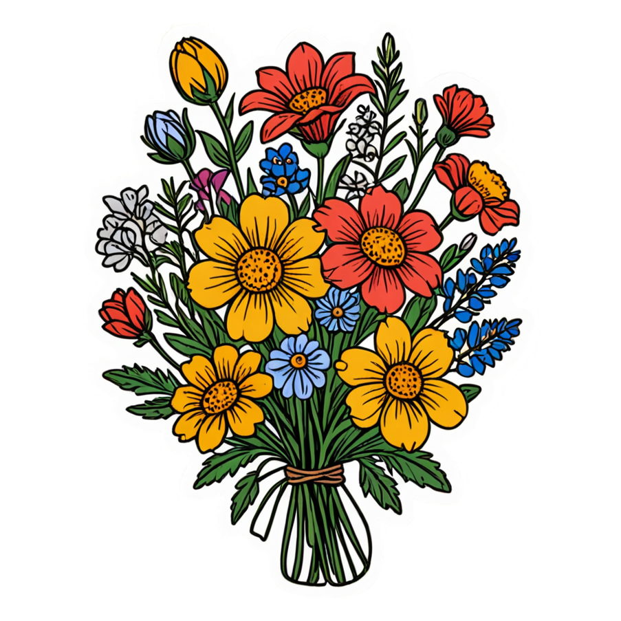 Wildflower Bouquet (tattoo) — floral stickers