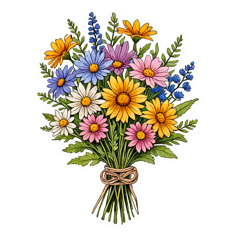 Wildflower Bouquet (watercolor) — floral stickers