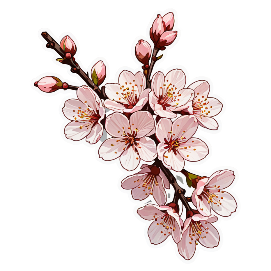 Cherry Blossom (lineart) — floral stickers