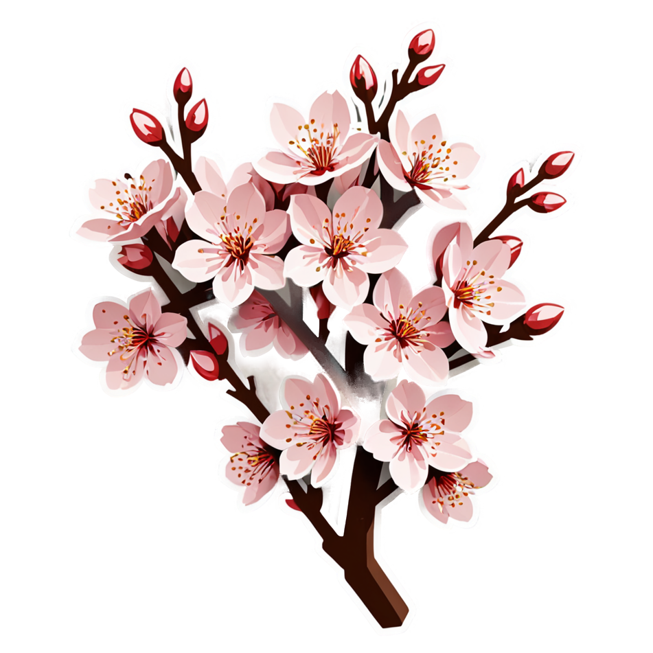 Cherry Blossom (papercut) — floral stickers