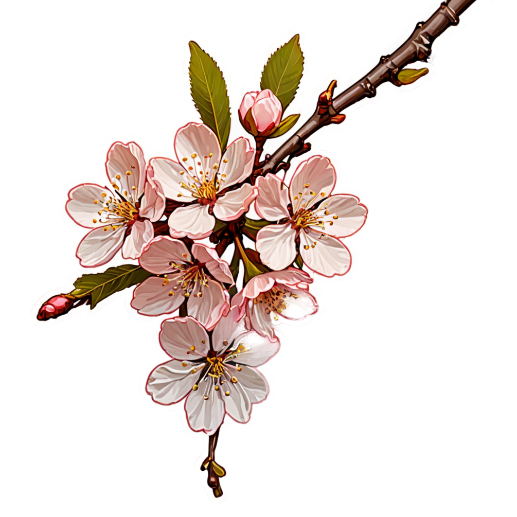Cherry Blossom (retro) — floral stickers