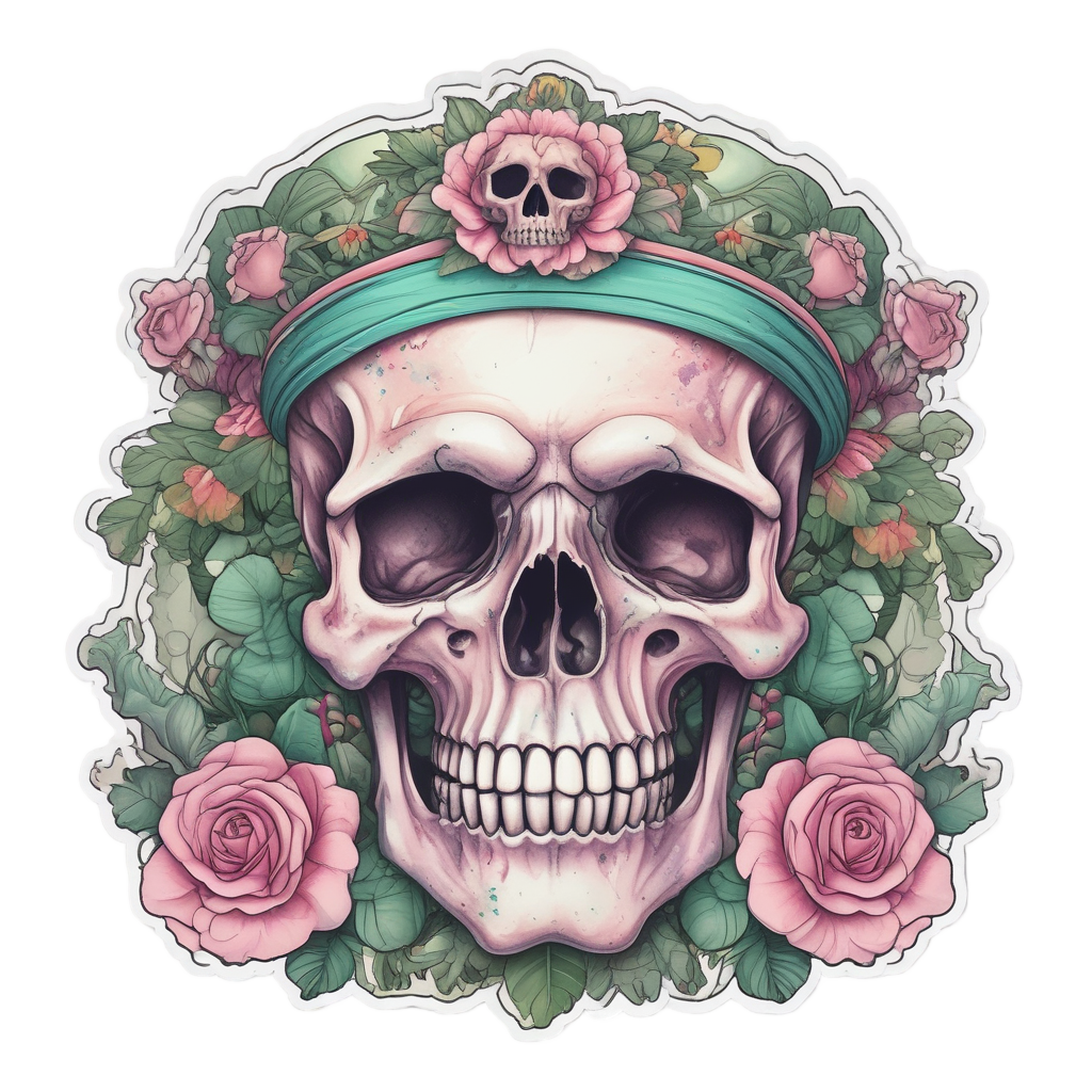 Floral Crossbones Crown — floral skull stickers