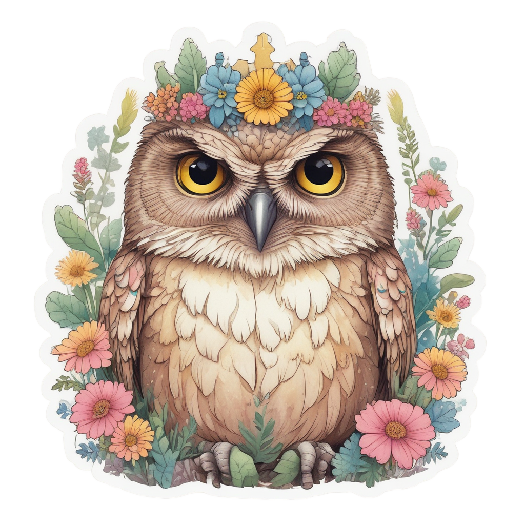 Floral Crown Owl — birds stickers