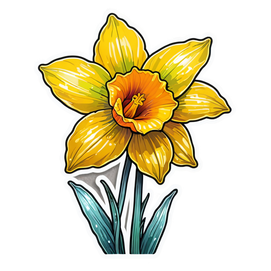 Daffodil (holographic) — floral stickers