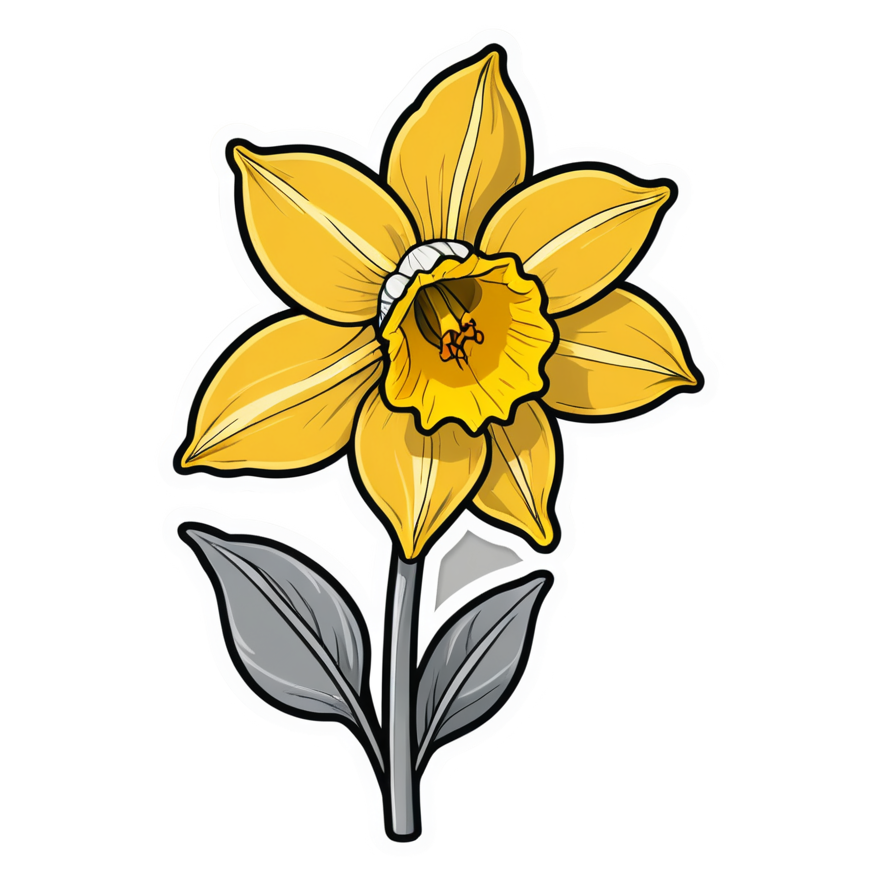 Daffodil (lineart) — floral stickers