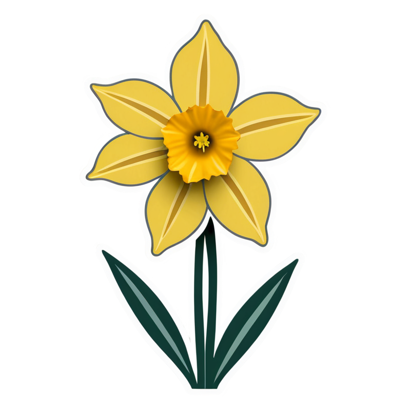 Daffodil (papercut) — floral stickers