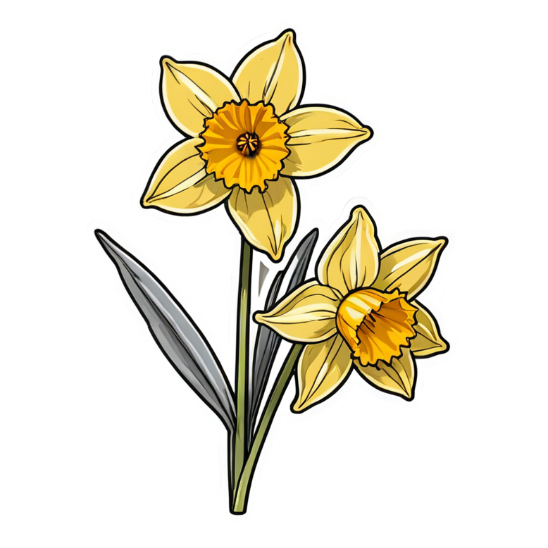 Daffodil (retro) — floral stickers